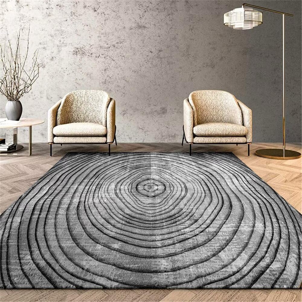 Tapis sol bureau gris 50x80cm géométrique à poils courts pour couloir et salon