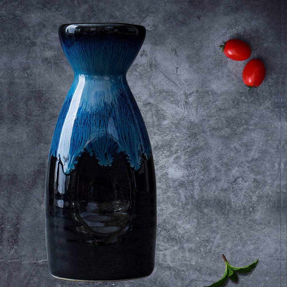 Service à saké en céramique Japonaise, céramique, 4 Tasses à saké, 1 Pot à saké, 5 pièces, Ensemble de saké à Liqueur Japonaise Tasses en céramique Traditionnelles en Porcelaine,B