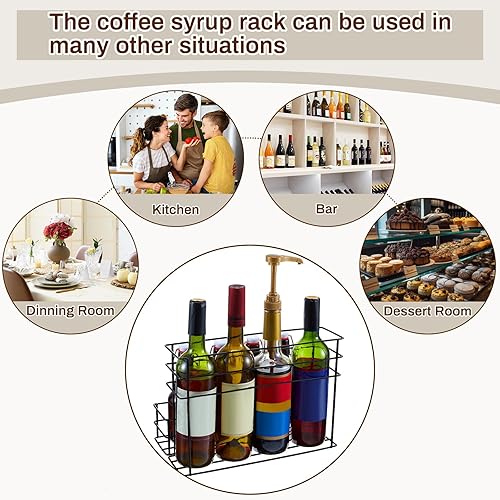 Miniatura 3 de Uiifan Organizador de jarabe de 2 niveles para 8 botellas, organizador de jarabe de café independiente con 8 dispensadores de jarabe de café para