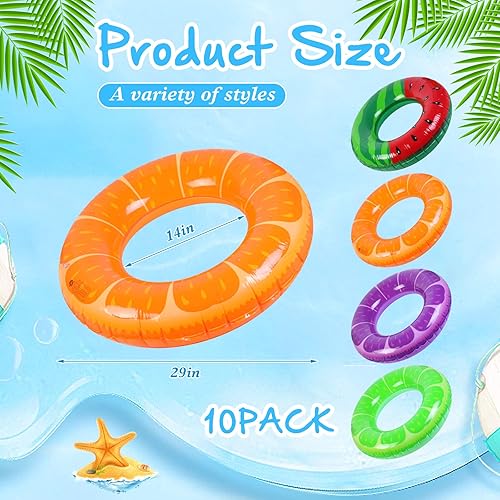Miniatura 2 de 10 flotadores inflables de piscina para adultos, anillos de tubo de frutas de 29 pulgadas, anillos de natación de sandía, uva, naranja, limón, tubos