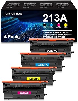Remanufactured 213A Toner Cartridge Replacement for HP 213A Toner Cartridge 213 A 213X 213Y for 5700 6700 6701 MFP 5800 MFP 6800 MFP 6801 Printer 4 Pack