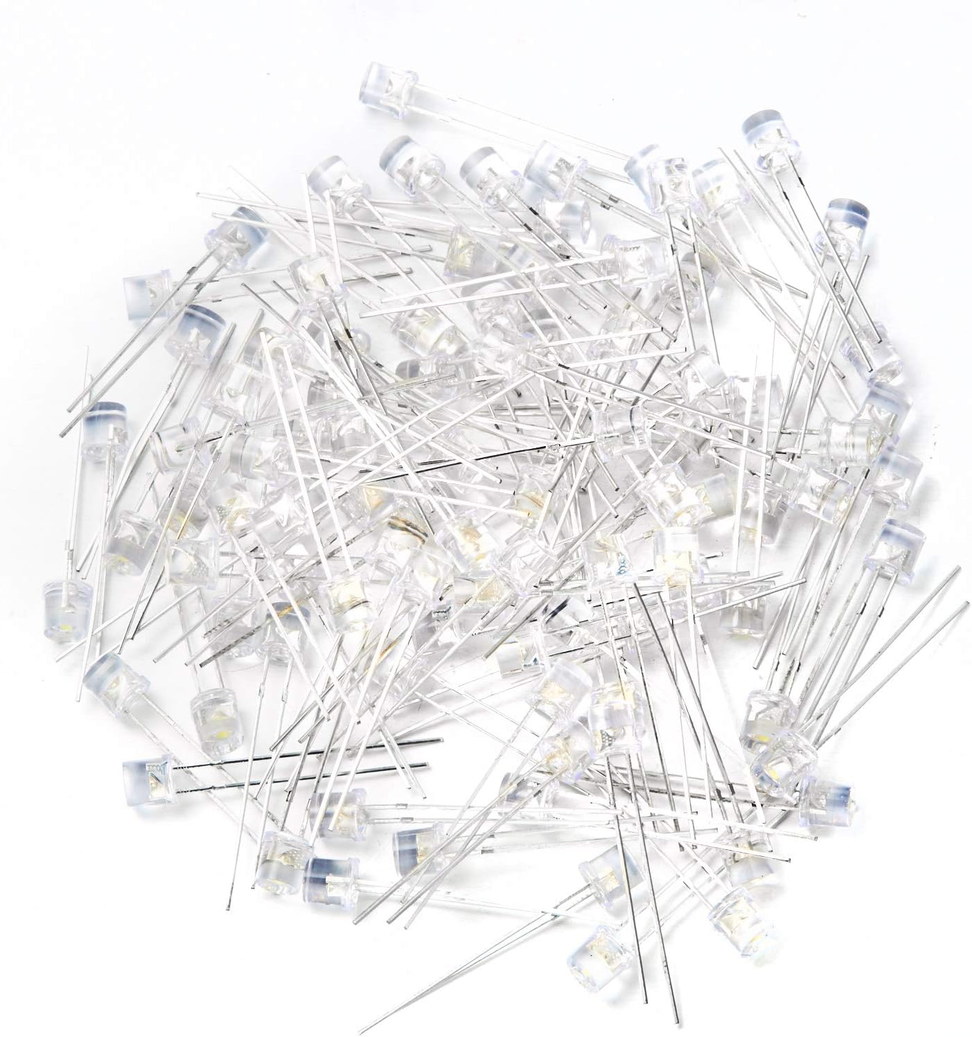 Chanzon 100 pcs 5mm White Flat Top LED Diode Lights (Clear Transparent Lens) Bright Lighting Bulb Lamps Electronics Components Indicator Light Emitting Diodes : Industrial & Scientific