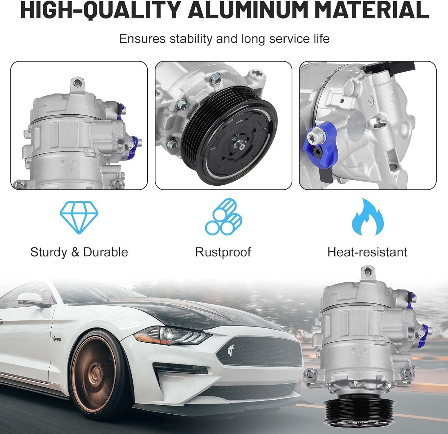 New AC Air Condition Compressor for 2007-2012 Audi A4 1.8L 2.0L, 2010-2012 A4 Quattro 2.0L 3.2L, 2010-2016 A5 Quattro 2.0L 3.0L, 2013-2016 allroad 2.0L, 2010-2020 Q5 2.0L, for Porsche Macan 2.0L