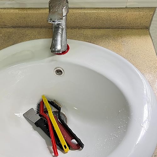 Miniatura 5 de Juego de limpieza de cepillos de alambre con raspador, 5 cepillos de nailonlatónacero inoxidable y espátula de limpieza para limpieza profunda del