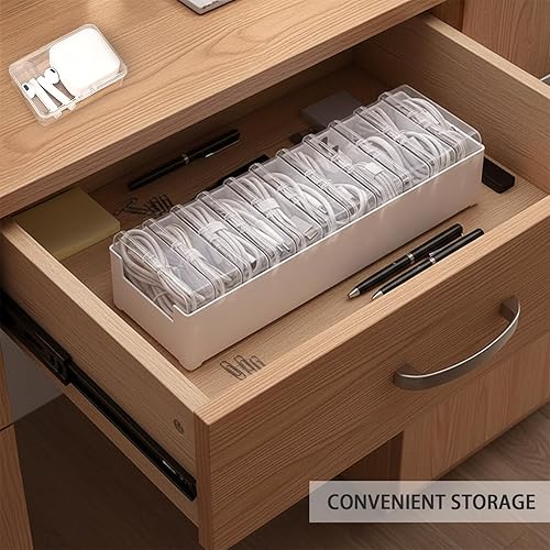 Miniatura 4 de 12 fundas organizadoras de cables, organizador de almacenamiento de cables para cajón con divisores, caja de almacenamiento de electrónica para