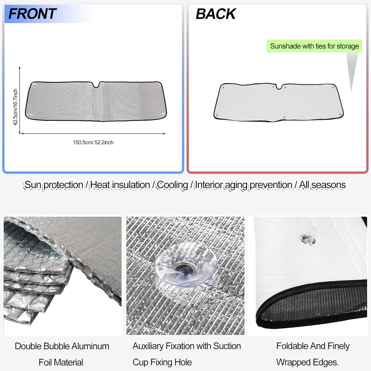 Front Windshield Sunshade for Ineos Grenadier 2020-2024 Accessories, Windshield Sun Shade, Foldable Reflective Sun Visor, Screen Shield Cover UV Blocker Protector HeatShield (Silver)
