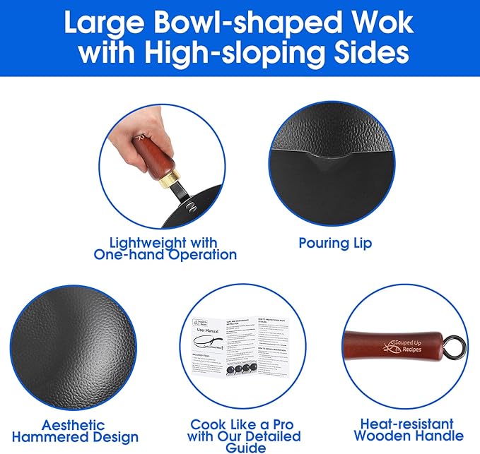 Wok de Acero al Carbono de 10 Pulgadas para Cocinas Eléctricas miniatura 7