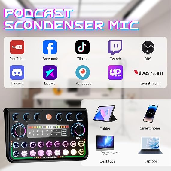 Podcast Equipment Bundle for 2, Voice Changer Streaming Podcast for Gamer