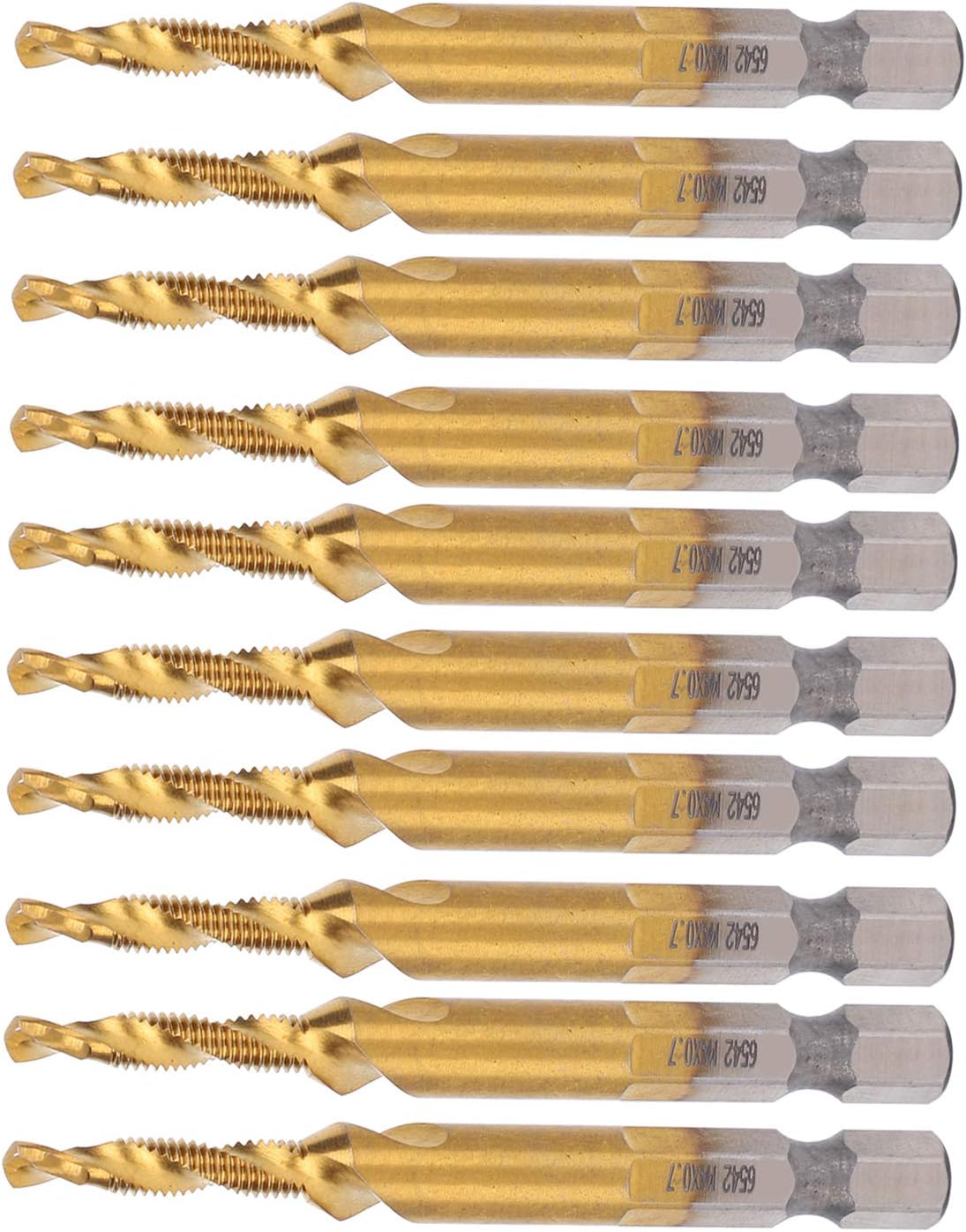 Tap Drill Set 10 Pieces Pitch Approx. 0.7mm Hexagonal Shaft Hexagonal Bit Drill Spiral M4 Tap Drill Set