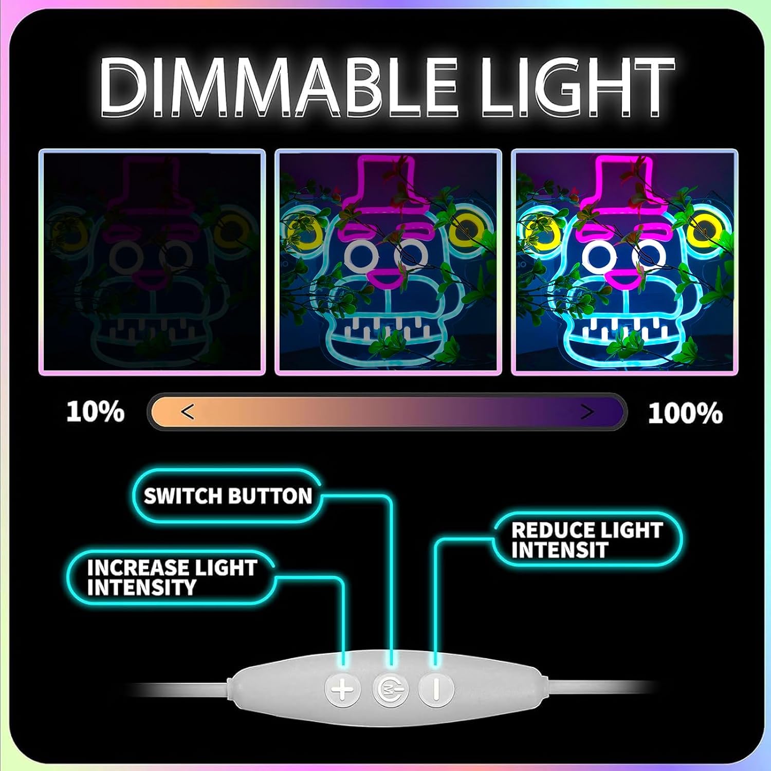 Fnaf Frendy Neon Sign for Wall Decor，Five Nights LED Neon Lights for Gameroom，Birthday、Christmas Gifts for kids