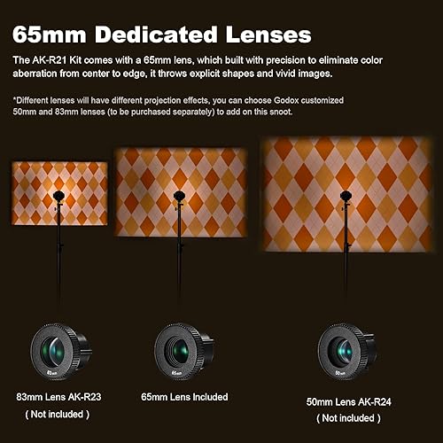 Miniatura 3 de Godox Ak-R21 Kit de accesorios de proyección de flash cónico Snoot con lente de 2.559 in y juego de transparencia de 10 piezas con tornillo de 14