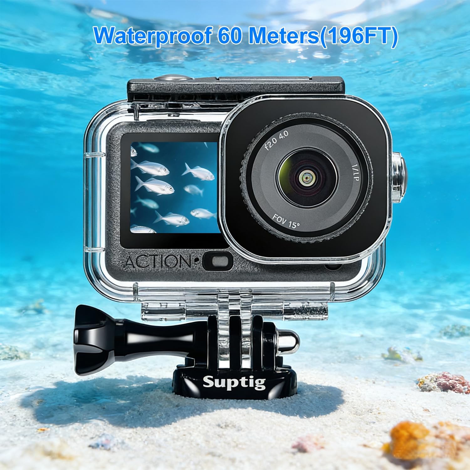 Suptig Waterproof Case, Underwater Housing for DJI Action 6 Camera, Waterproof 60M/196FT Deep Diving Scuba Snorkeling