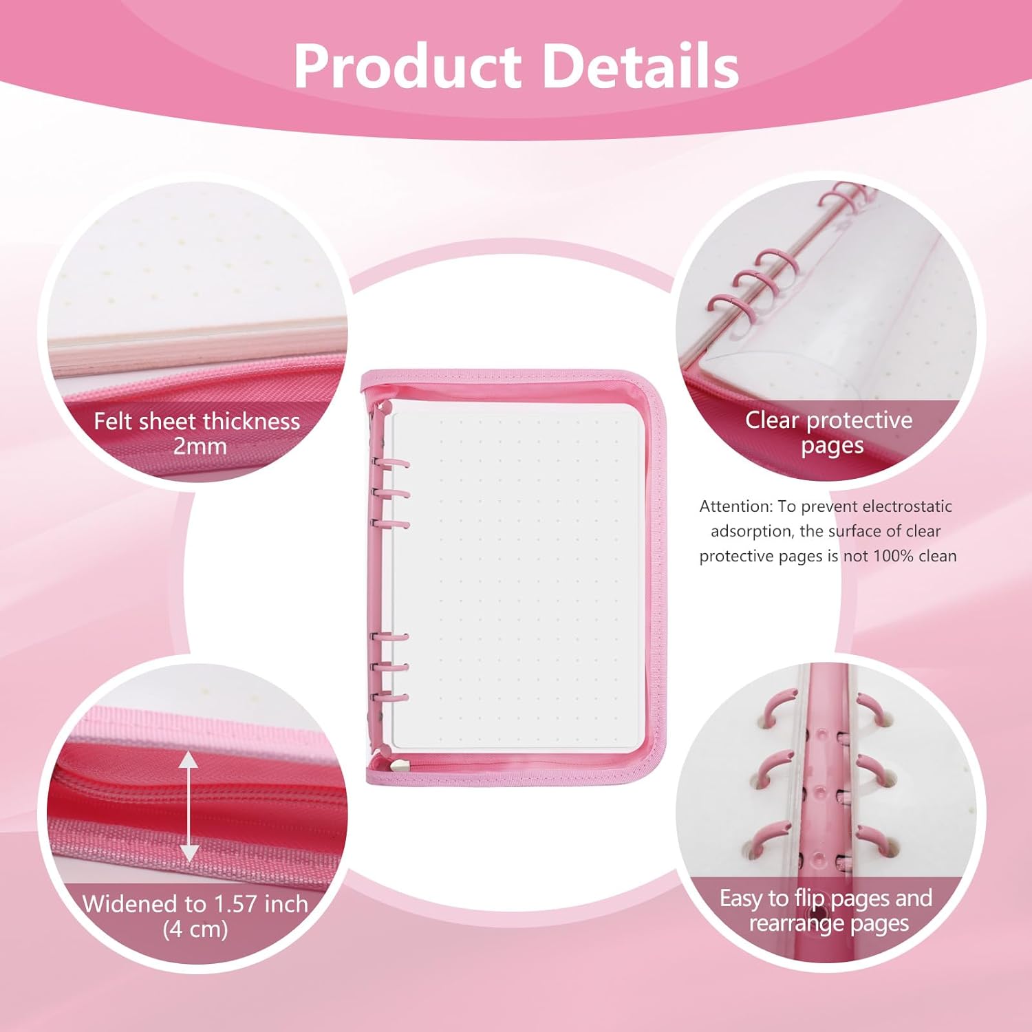 Pin Display Book Enamel Pin Collection Holder Trading Book with 6-Page Display Boards A5 Brooch Pin Storage Organizer Binder Album for Travel Collectors (Pink)