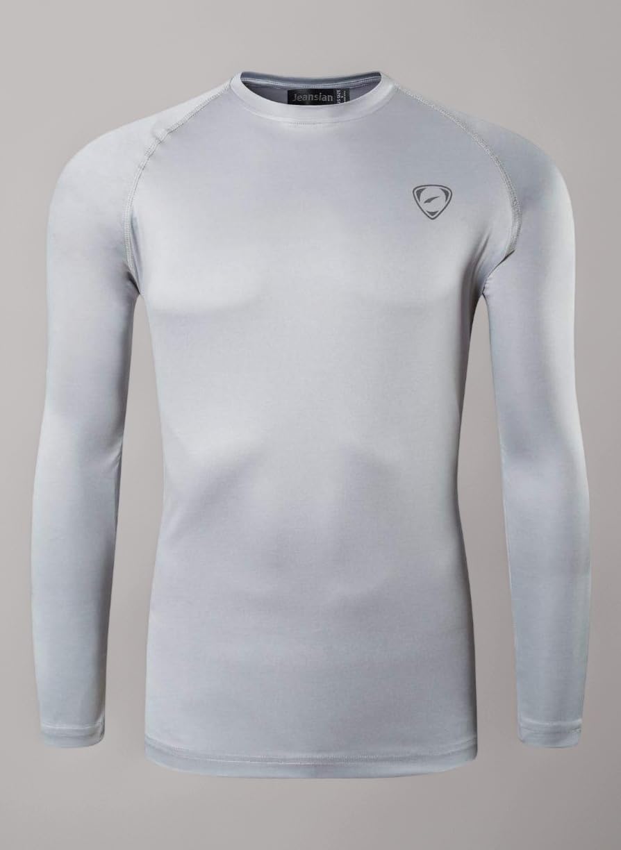 Jeansian Men's Sun Protection Long Sleeve Outdoor Sport T-Shirt Tee Tops LA245 Gray M