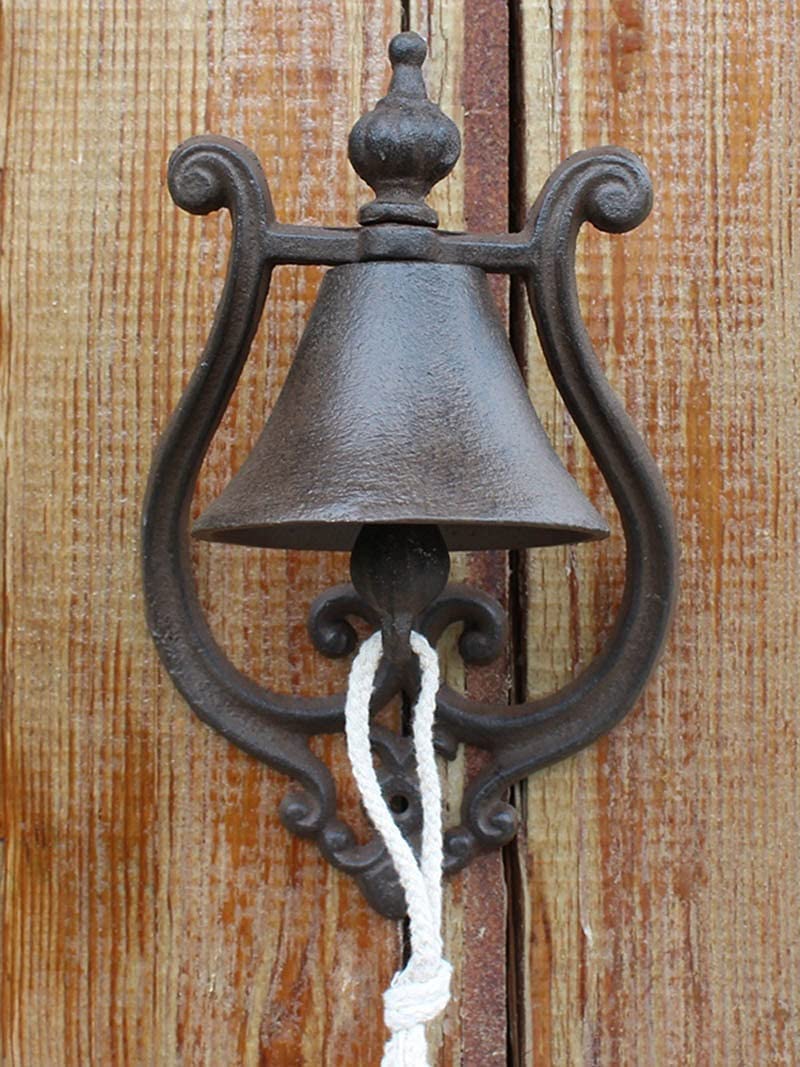 Campana de Pared de Hierro Fundido rústico, Escultura de decoración de jardín para el hogar Europeo, Puerta de Pared Retro Antigua, Campana Pesada