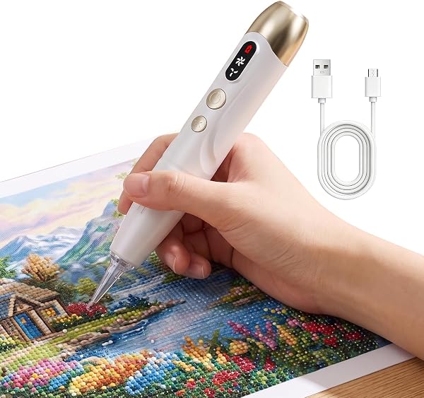WeBeqer Elektryczny Długopis Diamond Painting, Bezprzewodowy 2 Tryby Ssania | Wbudowane Światło LED, Wyświetlacz, Cichy