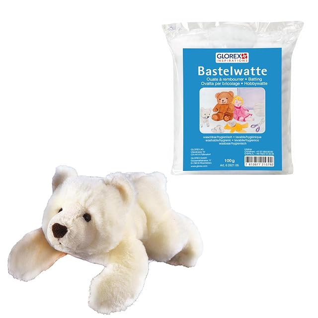 Glorex 04513-1K - Set Completo de Peluche, Oso Polar Sven, Aprox. 28 cm, Incl. 100 g de algodón, para Hacer…