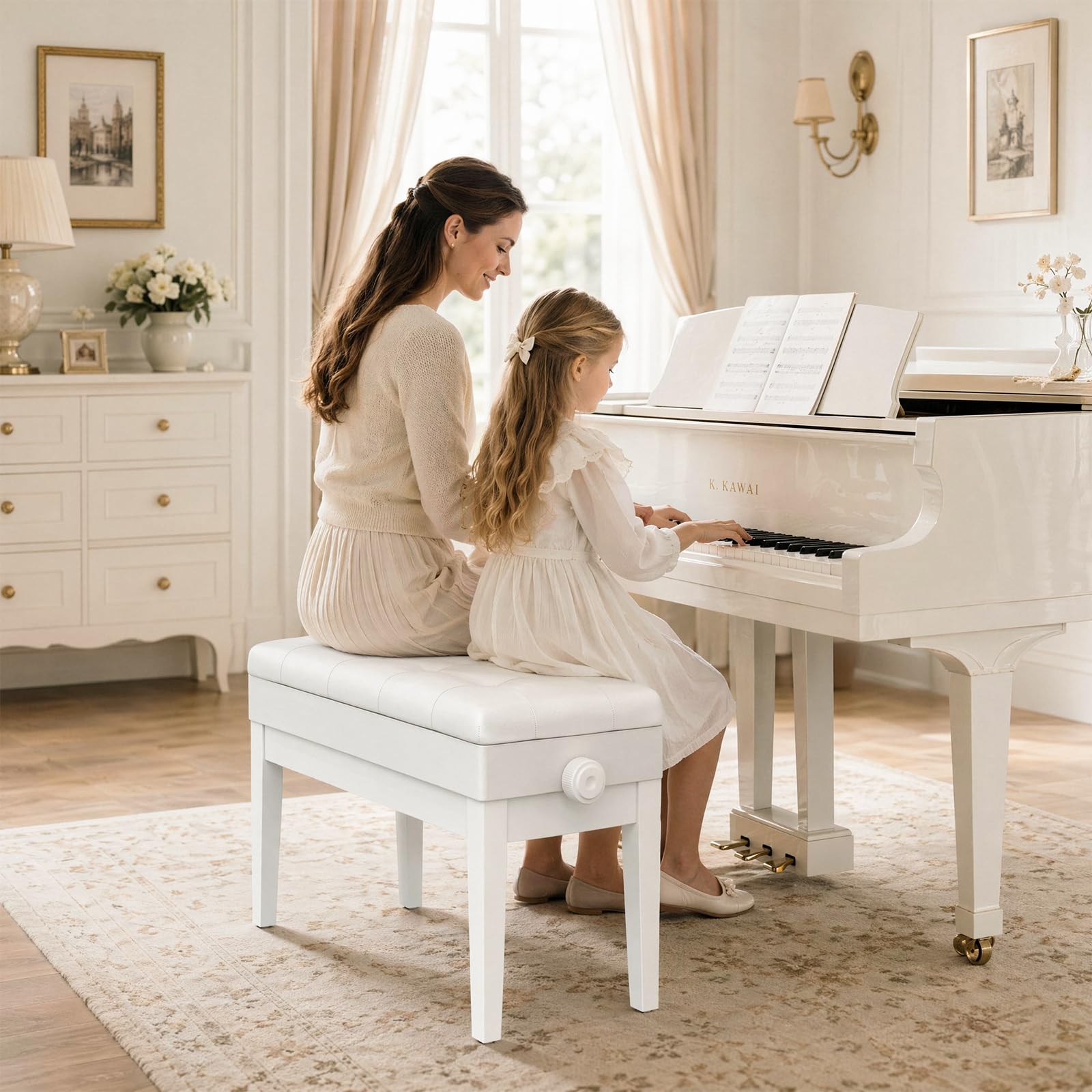 Clevich Stołek fortepianowy z regulacją wysokości 48-58 cm, ławka do