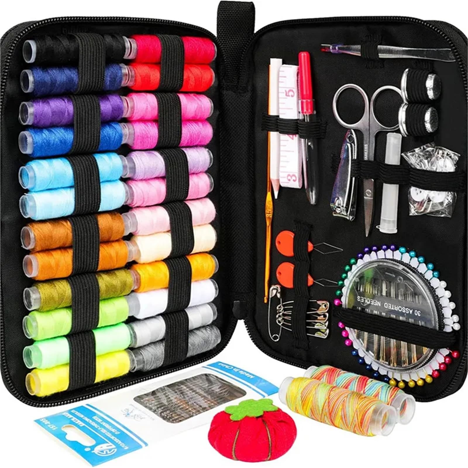 Kit de costura compacto Kit de costura con hilos, agujas, bolsa almacenamiento, tijeras, cinta métrica, botones, portátil, for viajes, bricolaje, bordado, manualidades, caja(229PCS)