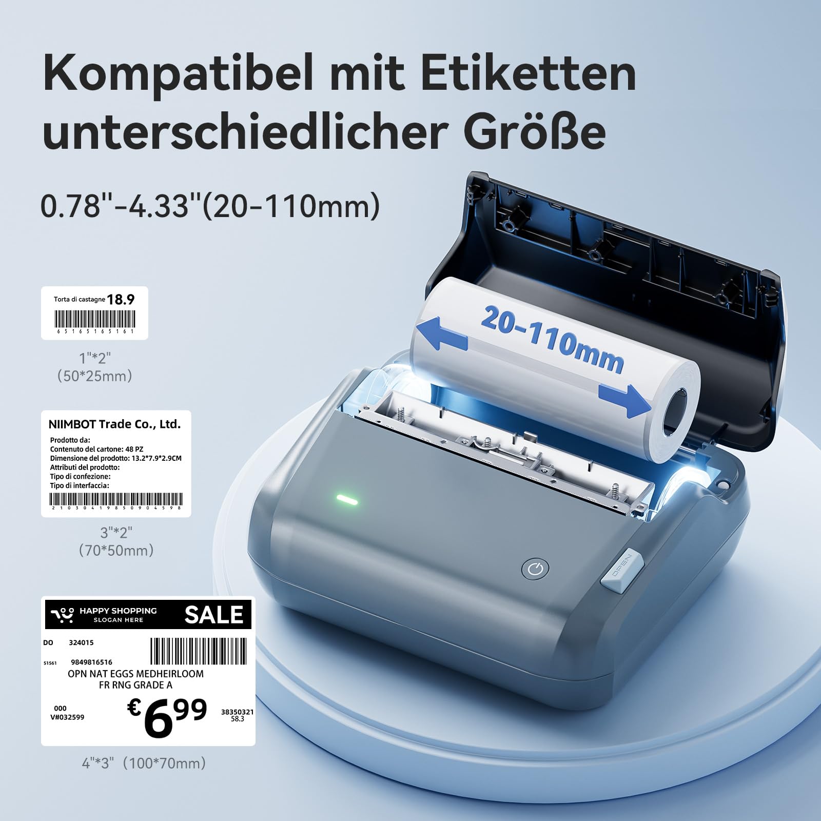 NIIMBOT DHL Etikettendrucker, 4x6 Versandetiketten Drucker B4 Label Printer, Beschriftungsgerät Selbstklebend Tragbar Etikettiergerät für Barcode, Amazon, Etsy, Shopify, DPD, GLS, UPS, DHL, FedEx
