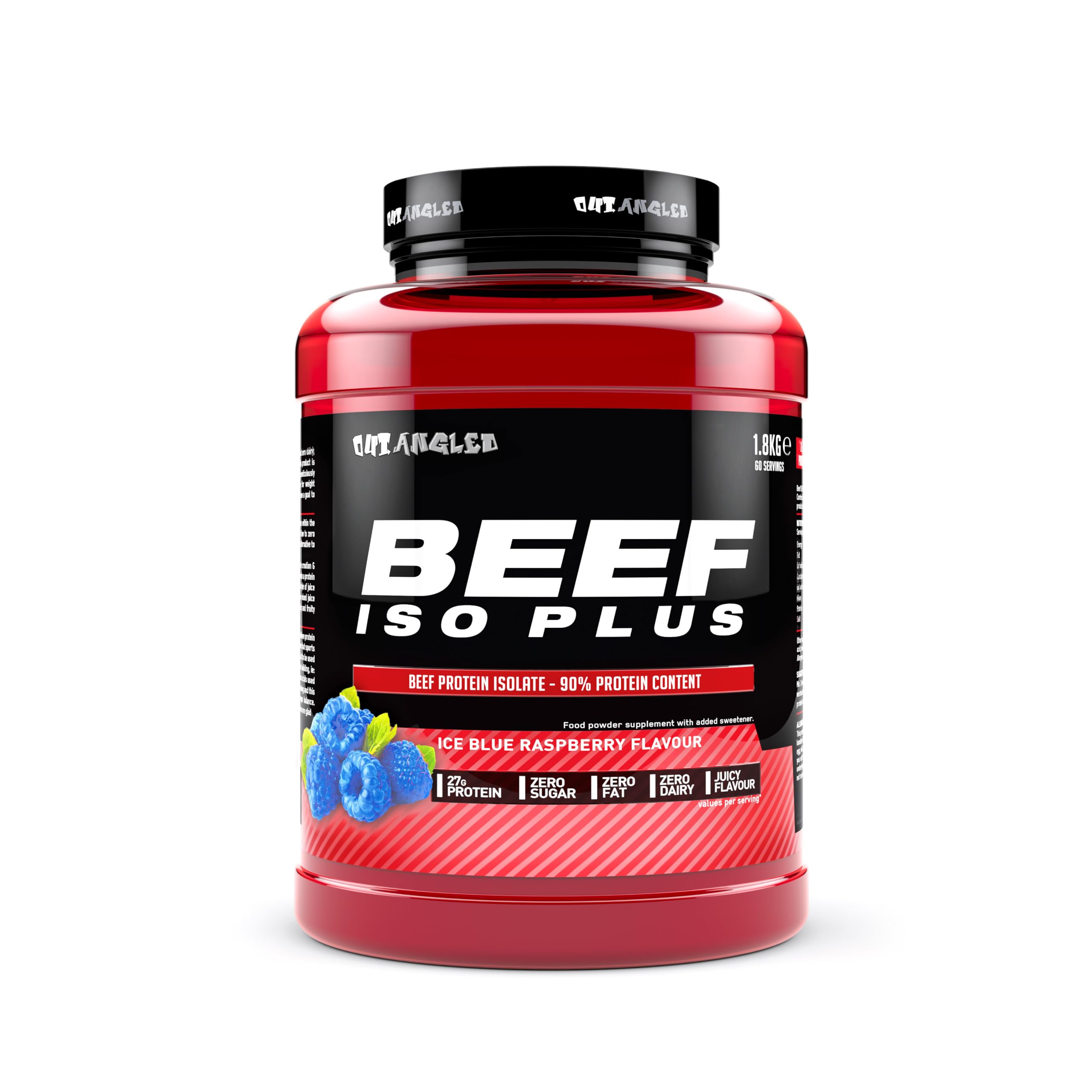 Beef Iso Plus, Beef Protein Isolate Powder, High Protein, Zero Fat and Sugar | 1.8kg 60 Servings | Paleo and Keto Friendly, Dairy and Gluten Free (1.8kg, Blue Raspberry) - Made in The UK
