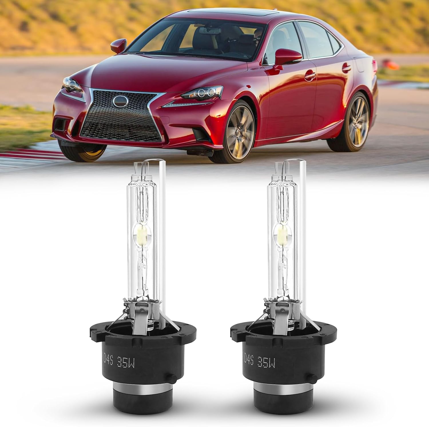 D4S Xenon HID Headlight Bulbs 6000K Cool White 35W Compatible with 2006-2015 Lexus IS250 IS350, D4S C1 Replacement Headlamps Projector Lights, Pack of 2