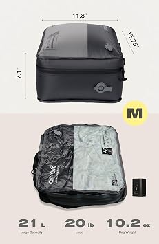 AirVault Reusable Vacuum Compression Travel Bag for Carry-On Suitcase and Backpack, Recycled IPX8 Waterproof Space Saver Vacpack (18L (21L (2-Pack))