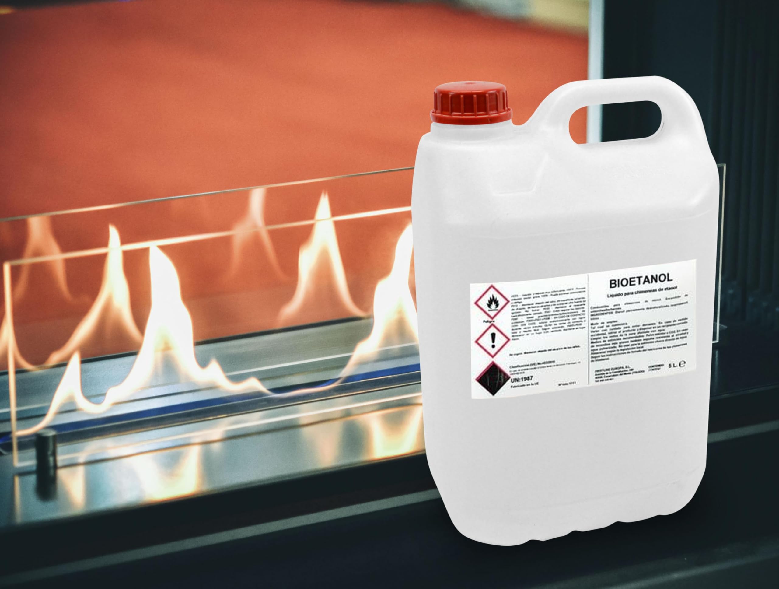 PUR LINE | Bioetanol 5L 96% Combustible para Chimeneas y Estufas, Sin Humo y Alta Combustión - Bioetanol Líquido para Biochimeneas, Quemadores y Uso Interior/Exterior