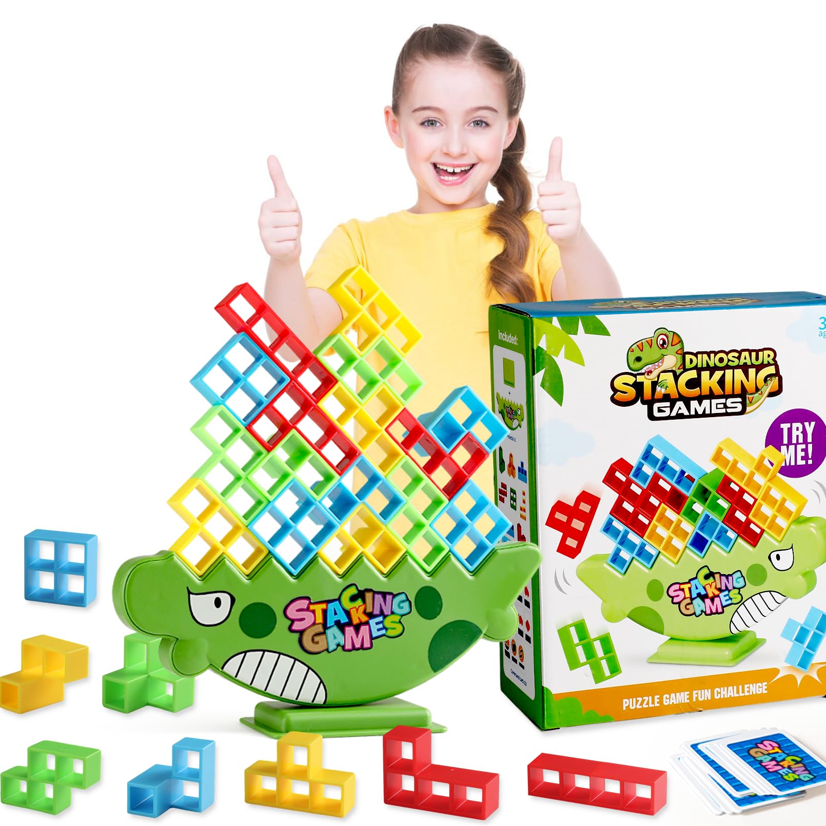 NIWWIN Tetra Tower - 64 Pezzi Blocchi Da Impilare Per Bambini E Adulti - Gioco Da Tavolo 2 Giocatori - 4