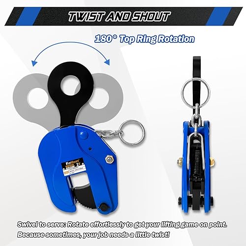 Miniatura 10 de Abrazadera de placa vertical  Abrazadera de elevación de capacidad de carga de 4400 libras  Apertura de mandíbula de 1.3 pulgadas  Abrazadera de