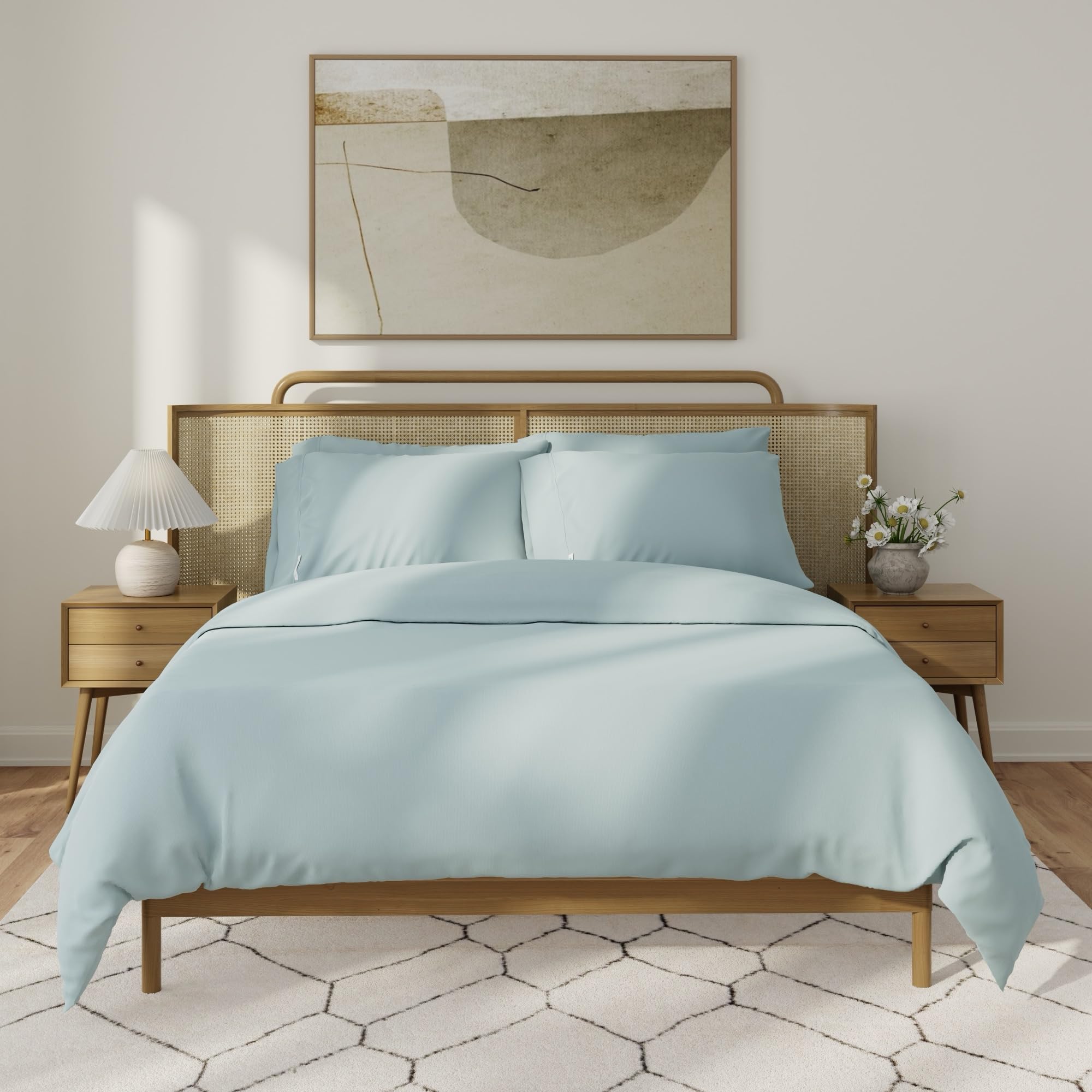 QuickZip Duvet Cover with Zipper Closure – Ultra Soft Long-Staple 100% Cotton, Oeko-Tex Certified, Durable Interior Corner Ties, Corner Clips (King/Cal King (1 Piece), Dusty Blue (Sateen))