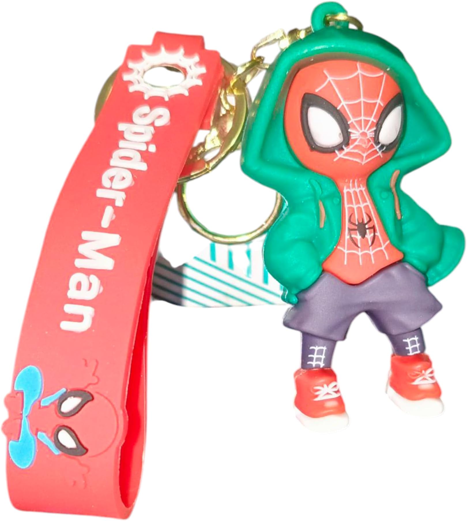 Superhero Cartoon Keychain – Cute PVC Action Figure with Hoodie & Sneakers – Decorative Bag Charm & Key Ring for Boys, Girls & Fans