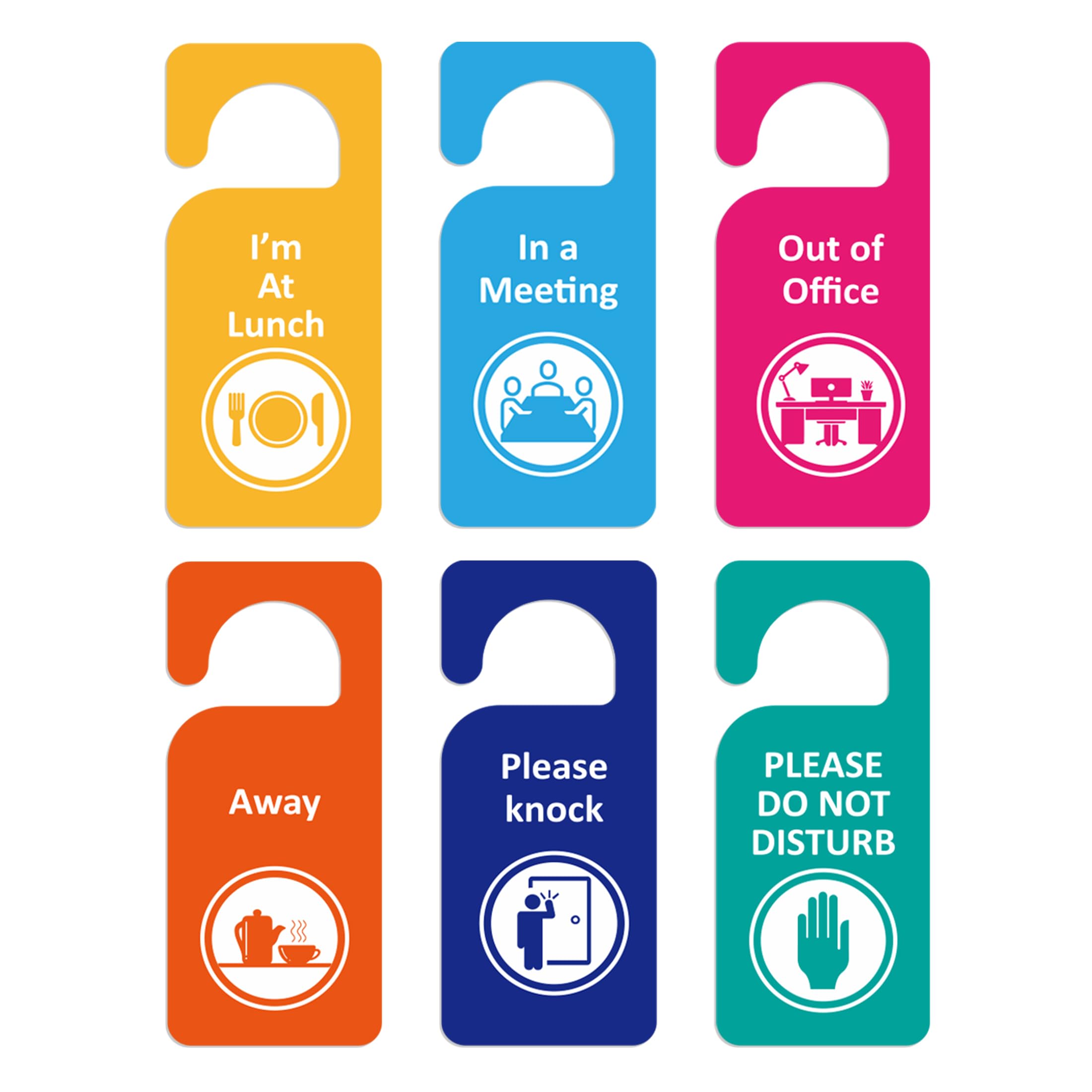 6PCS Do Not Disturb Door Hanger Sign，Double-Sided In A Meeting Sign for Office Door，Please Knock/Out of Office Door Tags for Business, Home, Clinic, Hotel, Bathroom, Bedroom, Therapists