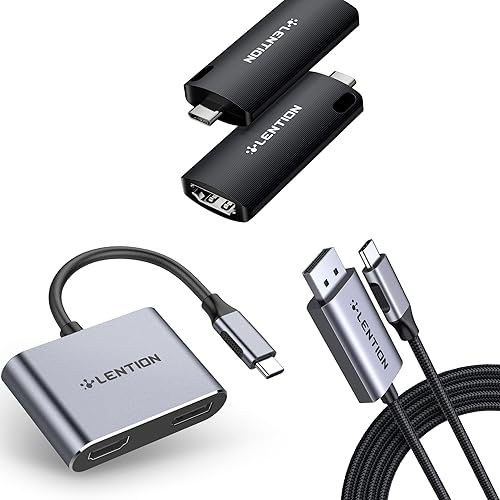 LENTION Adaptador USB C a HDMI y DisplayPort 4K 60HzHDMI a USB C 1080P 60HZ tarjeta de captura de videoUSB C a DisplayPort adaptador de cable