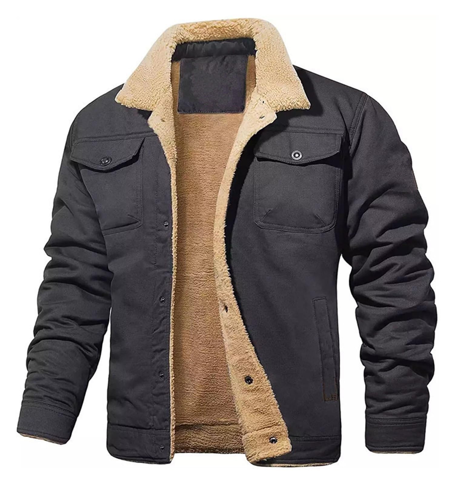 Veste hiver homme doublée polaire coton style camionneur manteau
