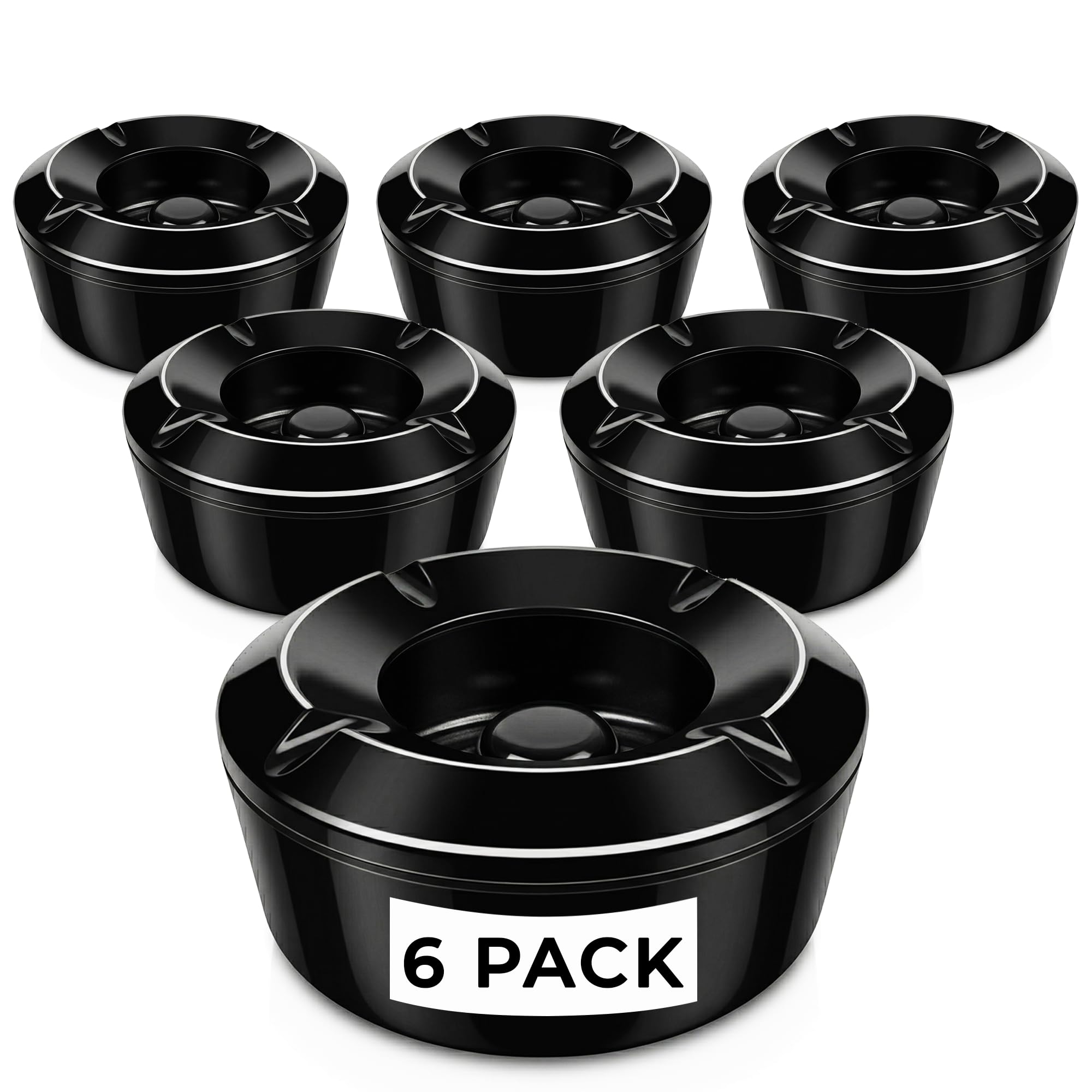 Chabrias Ltd Windproof Ashtray Black Melamine 10Cm(6 Pack) from B&Q