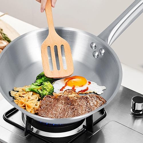Miniatura 4 de Sartén de acero inoxidable, sartén de una sola manija, utensilios de cocina de inducción, ideal para cocinar en casa y chef profesional (7.874 x