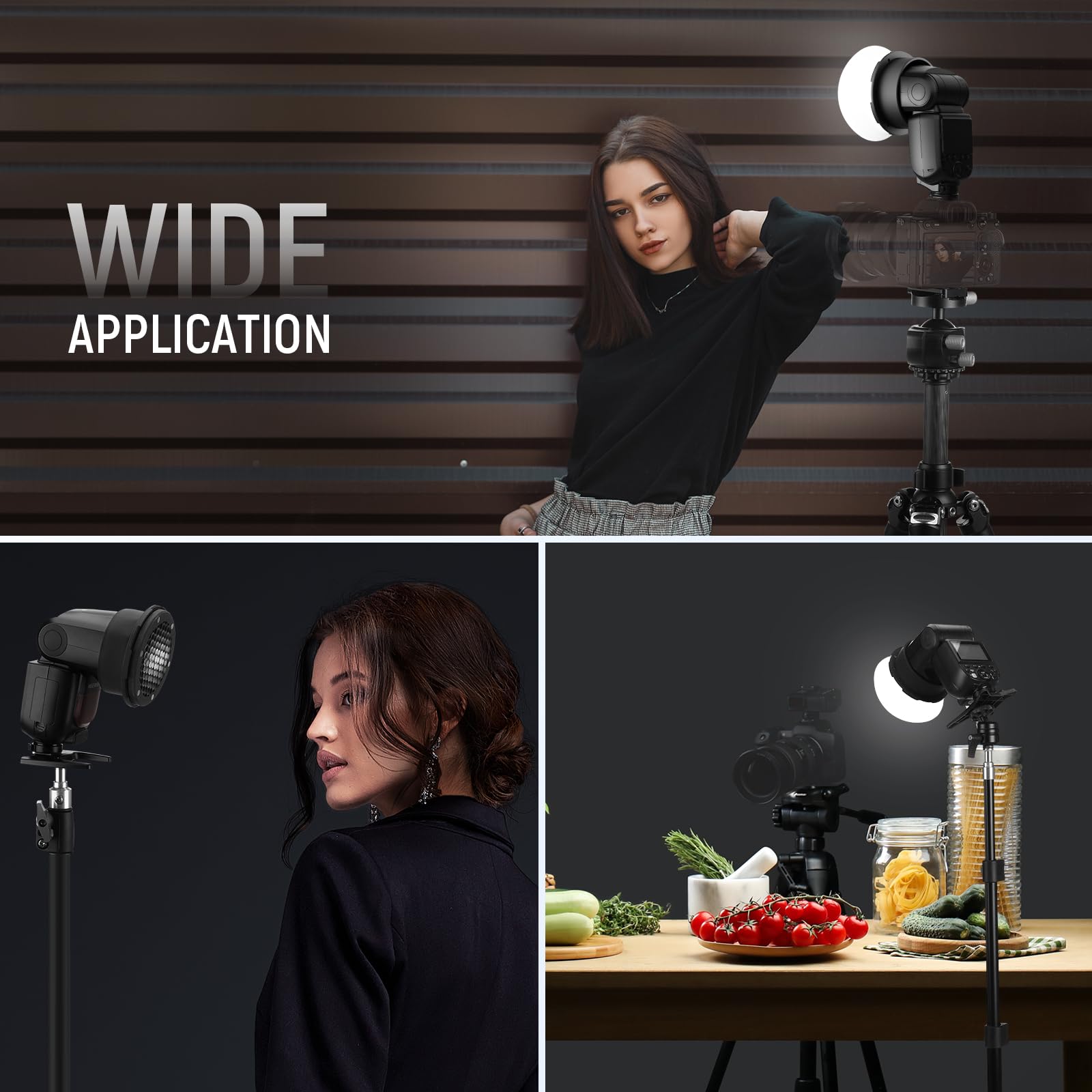 NEEWER Silikonowy dyfuzor Flash z siatką o strukturze plastra miodu i magnetycznym pierścieniem adaptera, modyfikator światła błyskowego, Softbox, kompatybilny z Godox V1/V1 PRO NEEWER Z1 Z2, lampa