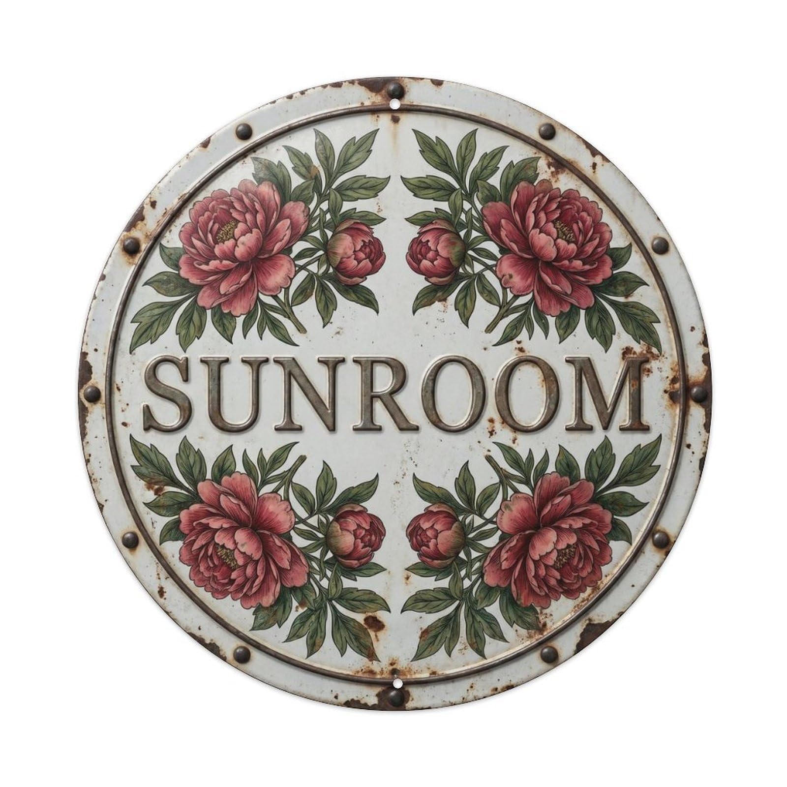 Botanical Floral Room Label Sunroom Peony Metal Tin Sign