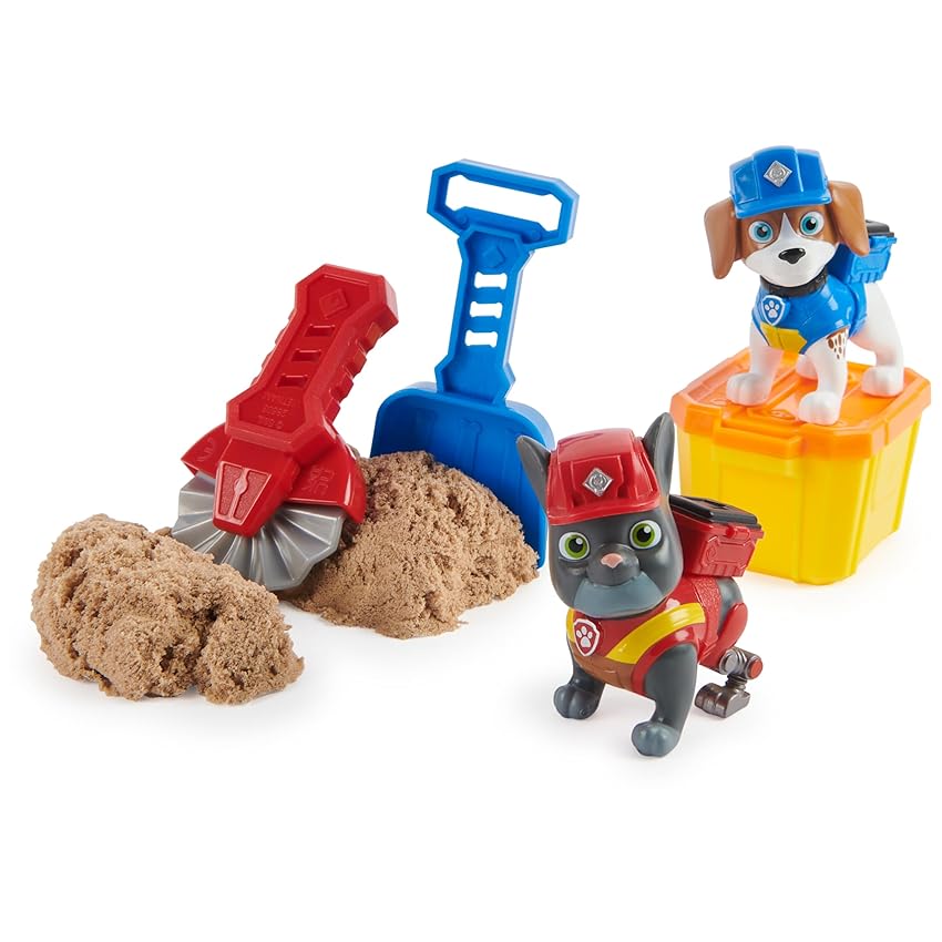 Rubble & Crew, Set personaggi Charger e Wheeler, con 85gr di sabbia e 2 accessori per costruzioni, giocattoli per bambini dai 3 anni in su