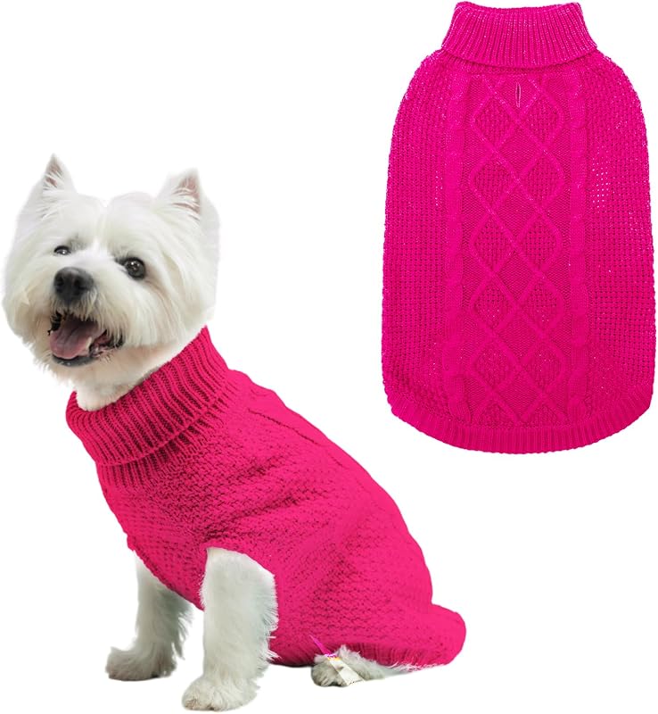 Suéter para cães de gola alta em tricô com abertura para guia Mihachi (EDRred-S)