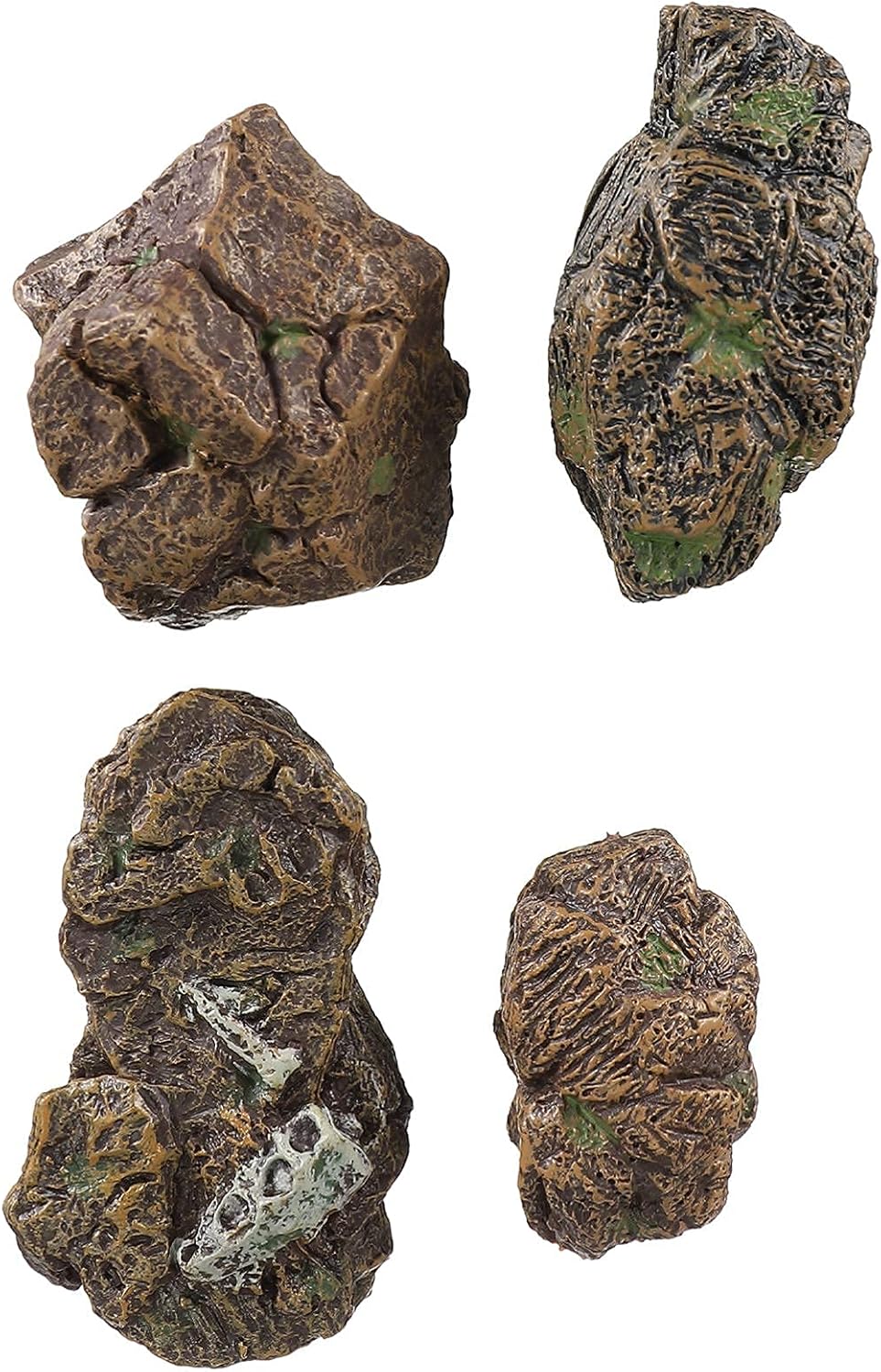 4pcs Fairy Garden Stone Rocks Fake Stones Aquarium Faux Rocks Landscape Ornament Garden Bonsai Miniature Stone Decorations Sand Table Accessories