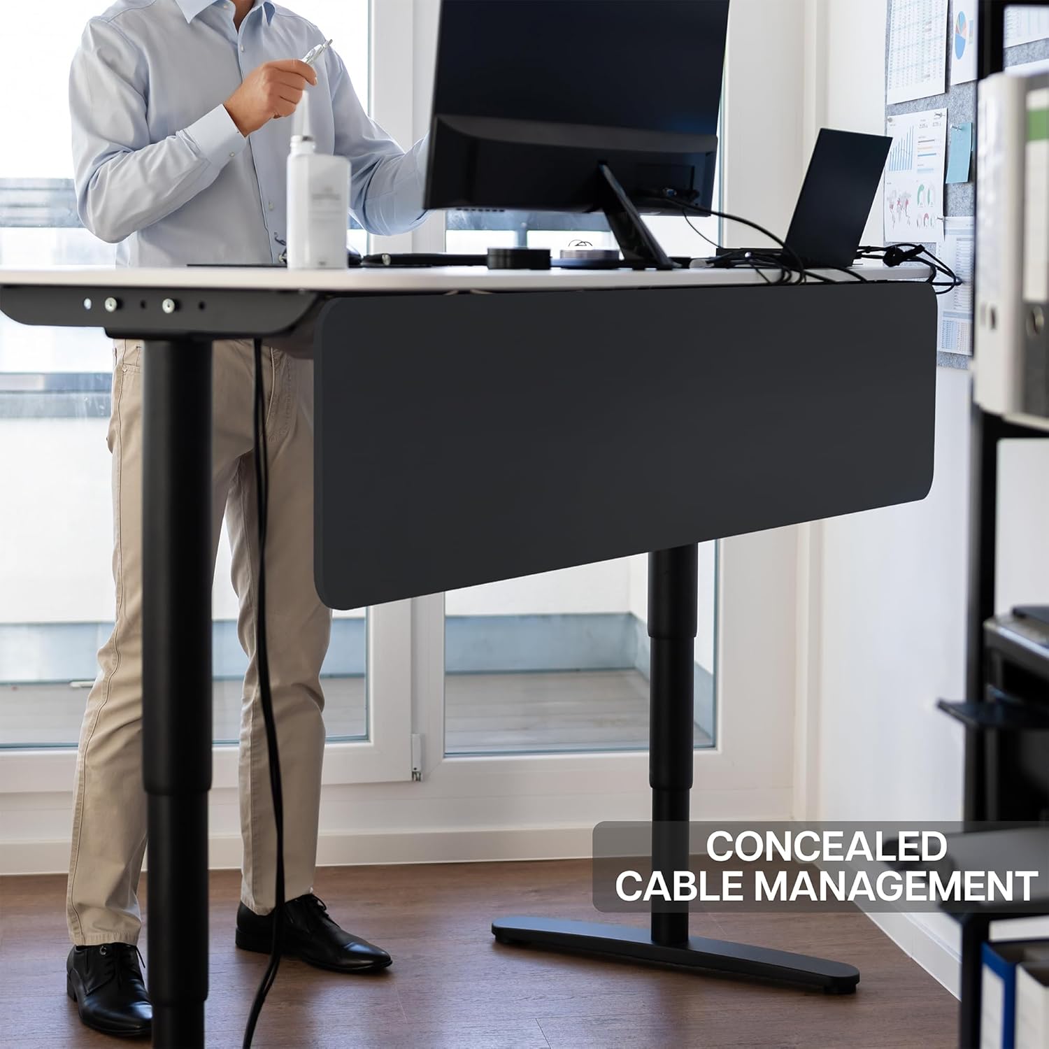 VIVO Laminate 59 x 12 inch Modesty Panel for Office Desk, 3 Configuration Options, Cable Management Organizer, Black, PP-LM60-B