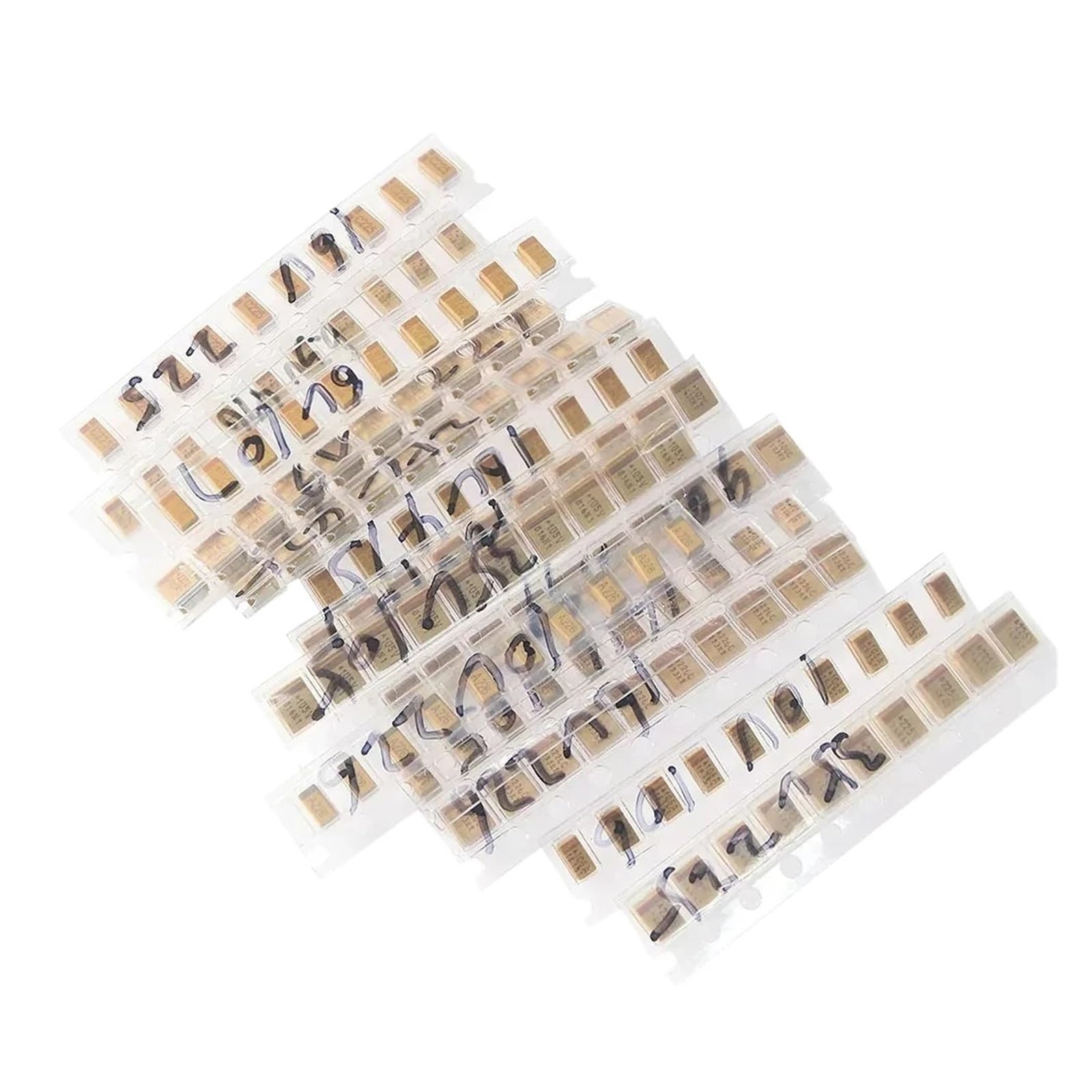 ICXLPMC 150PCS 1uf-220uf SMD Tantalum Capacitor Assortment Kit A/B Case Tantalum Electrolytic Capacitors 1UF 2.2UF 10UF Capacitors