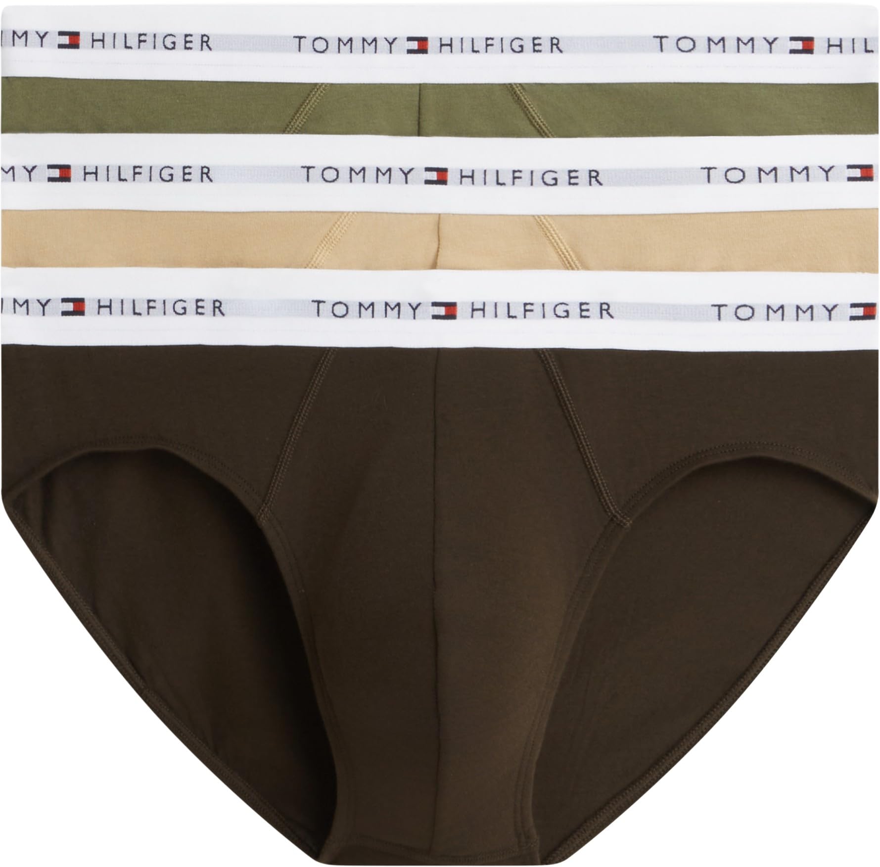 Tommy Hilfiger Men 3P Brief UM0UM03875 Brief, Black (Utility Olive/Dark Coffee/Desert), XL