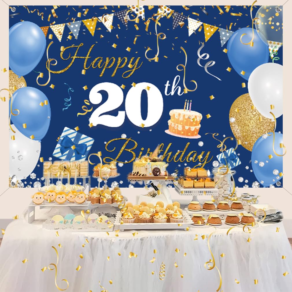 Happy 30th Birthday Backdrop Banner - 150x90cm Blue Fabric Sign Poster For Wall/Table Decoration, Photography Background - View #8