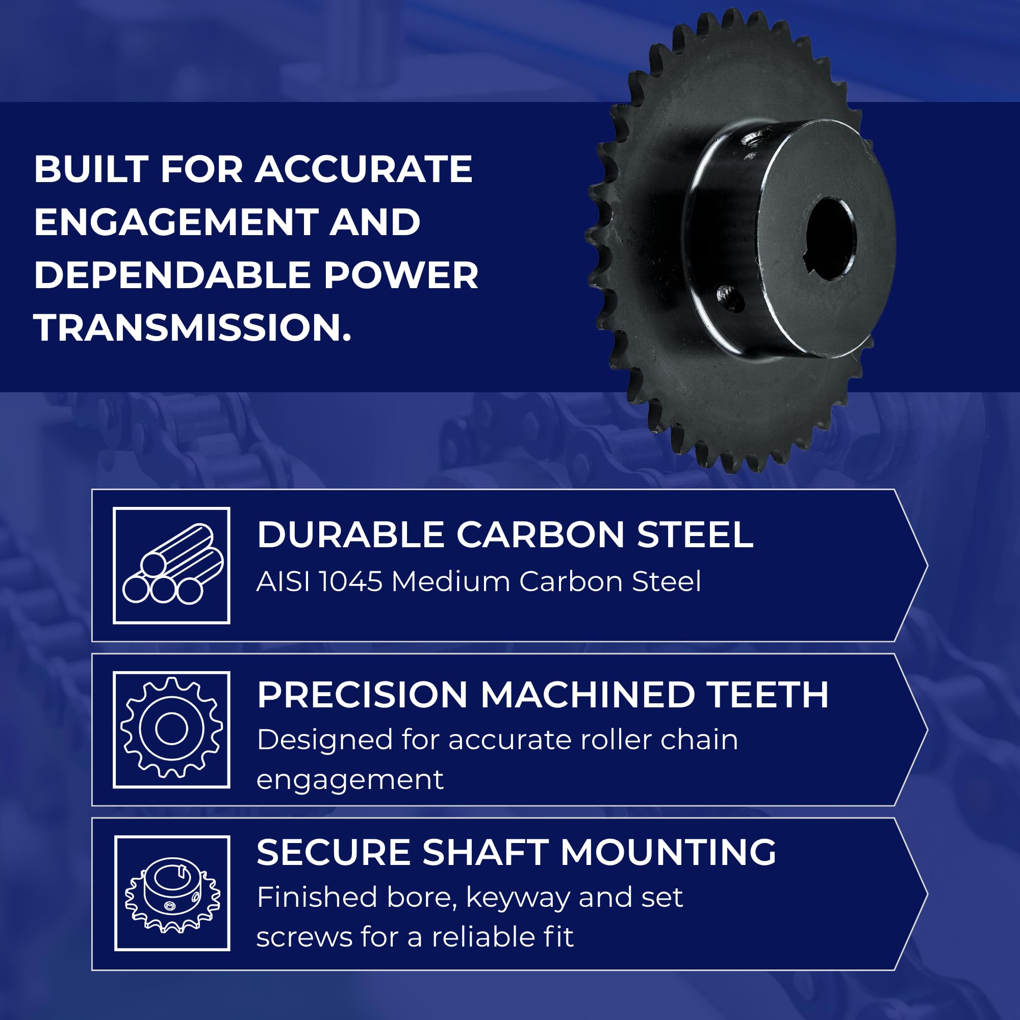 Jeremywell #40 Roller Chain Sprocket, 48 Tooth B-Hub, 5/8" Bore — Amazon image 7