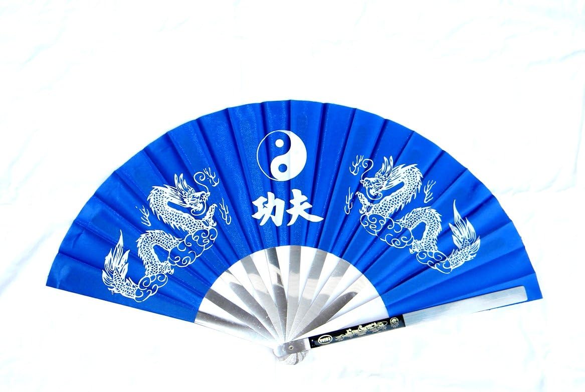 Delicatessen stainless fan [blue] large big fan of Kung Fu Fighting 14.75-Inch Long/27.25-Inch Opened