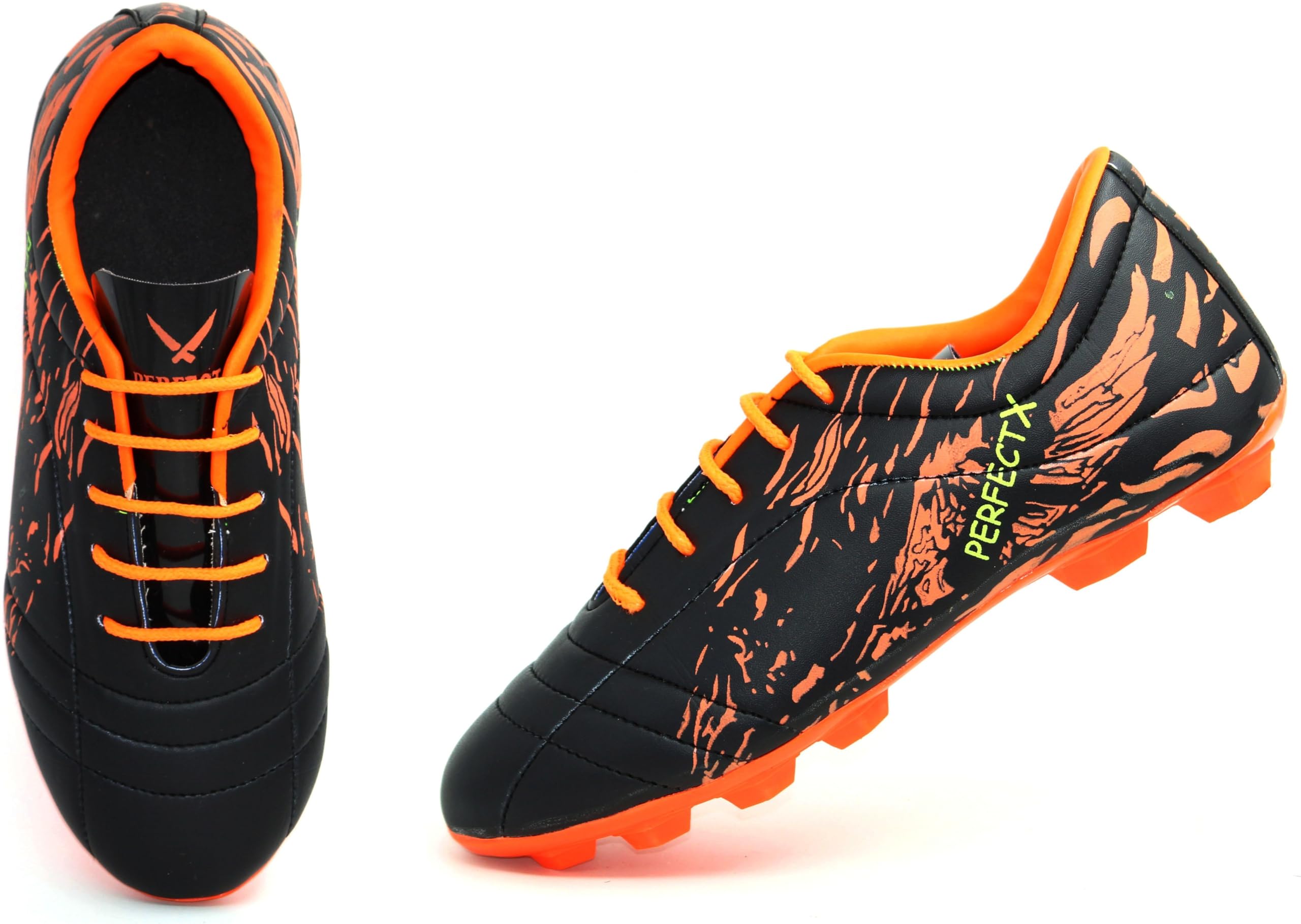 PERFECT X Football Shoes for Men | Sports and Soccer Shoes | Comfortable Shoes (Black-Orange) Shoe Size,6 (B0CR68H3N5) Amazon Price History, Amazon Price Tracker