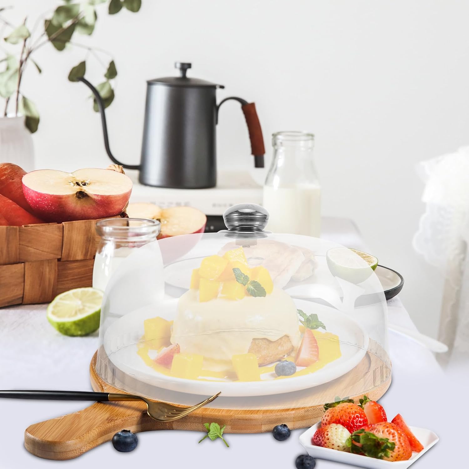 jojofuny Acrylic with Desserts for Portable Dome Cakes Cover Cake round Protector Easy Viewing Use Food Party and Home